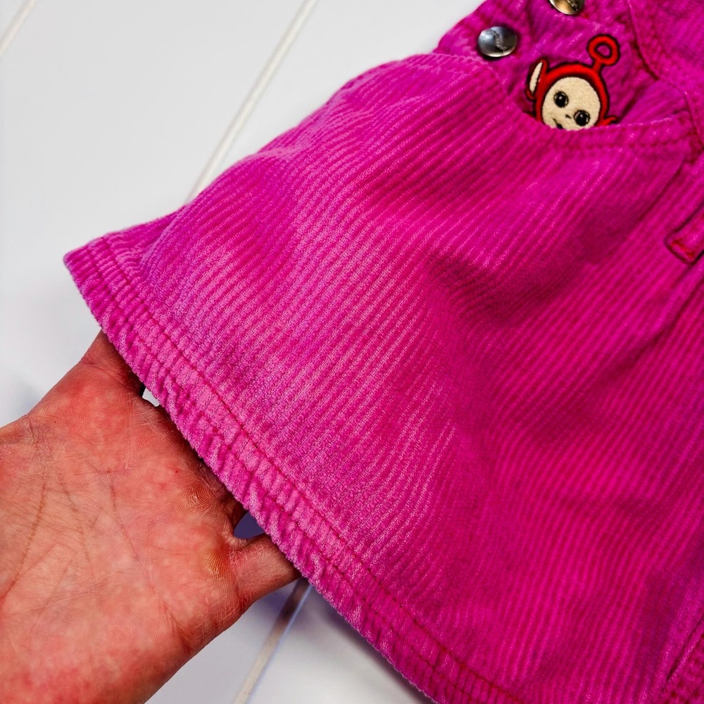Vintage Teletubbies Embroidered Hot Pink Corduroy Overall Dress, Size 3T - Picture 13 of 15